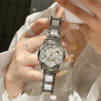 Factory wholesale ladies watch women's 2025 new explosive ceramic automatic movement quartz watch fashion waterproof watch