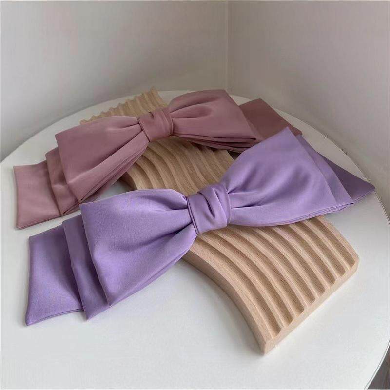 South Korea Satin Three-Layer Oversized Bow F Hairpin Ribbon Top Clip Meatball Hair Clip Cyber Celebrant Headwear Spring Clip