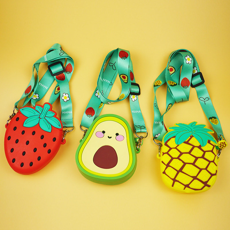 Silicone Avocado Crossbody Bag Coin Purse Baby Children Parent-Child Shoulder Bag Fruit Mini Crossbody Bag