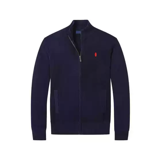 Knitted Knitwear Stand Collar Full Zipper Cardigan Knitwear Men's Spring & Fall New Embroidered Pony Logo Knitwear Men's Jacket