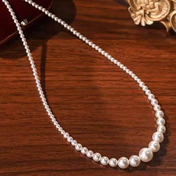 Cross-Border Large and Small Pearl Necklace Accessories Women's Niche Summer Versatile High-End Clavicle Chain 2024 New Silver Necklace