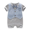 Baby Jumpsuit Summer Thin Section Male Baby Short-Sleeved Harem Newborn Gentleman Clothing Ins Style Cross-Border Children's Clothing