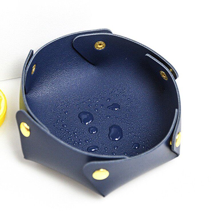 Entrance Storage Box Pu Candy Storage Tray Foldableing Storage Box Ins Style Round Desktop Key Storage Tray