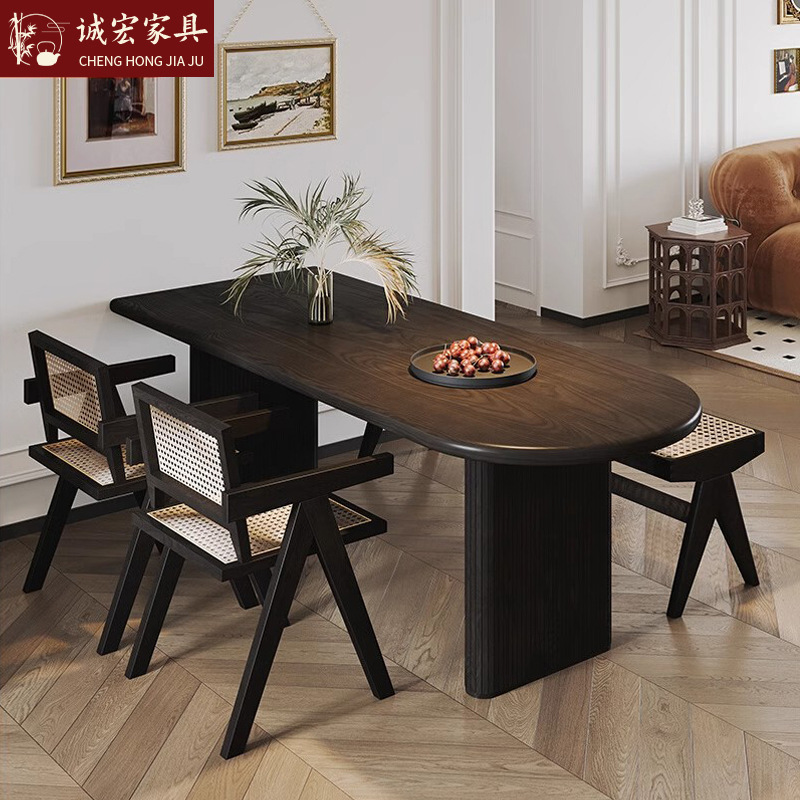 诚宏北欧实木餐桌组合家用小户型长桌餐厅长方形吃饭桌子民宿饭桌