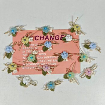 Forest-Style Fabric Handmade Small Flower Bow DIY Accessories Autumn and Winter Decorative Clothing Accessories Leather Rope Small Combination Decoration