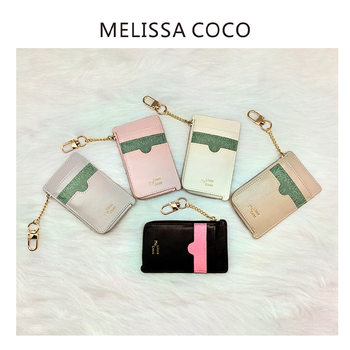 Multifunctional Card Bag Coin Purse Color Contrast Fashion 7-shaped Zipper U-shaped Buckle Hanging Decoration Card Bag Coin Purse