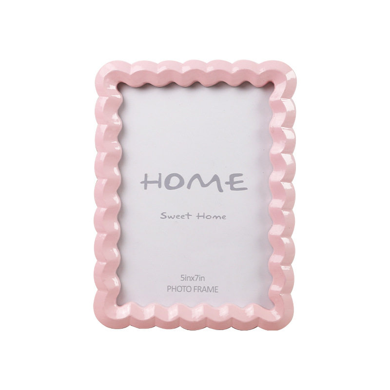 Nordic Solid Color Wave-Shaped Resin Photo Frame, Dual-Purpose for Hanging or Display, Perfect Home Decoration, Cross-Border Bestseller 5*7