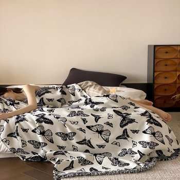 Light Luxury and High-End Knitted Velvet Autumn and Winter Thin Blanket Cross-Border Export Sofa Blanket Nap Blanket Shawl Blanket