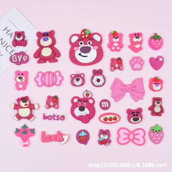 Strawberry Bear Series Cave Shoes Buckle Cute Cartoon Creative Shoe Buckle PVC Stereo Patch Soft Glue Water Cup Sticker