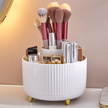 Desktop Rotating Cosmetic Brush Storage Cartridge Lipstick Box Home Living Room Study Storage Rack High Color Value Pen Holder Storage Box