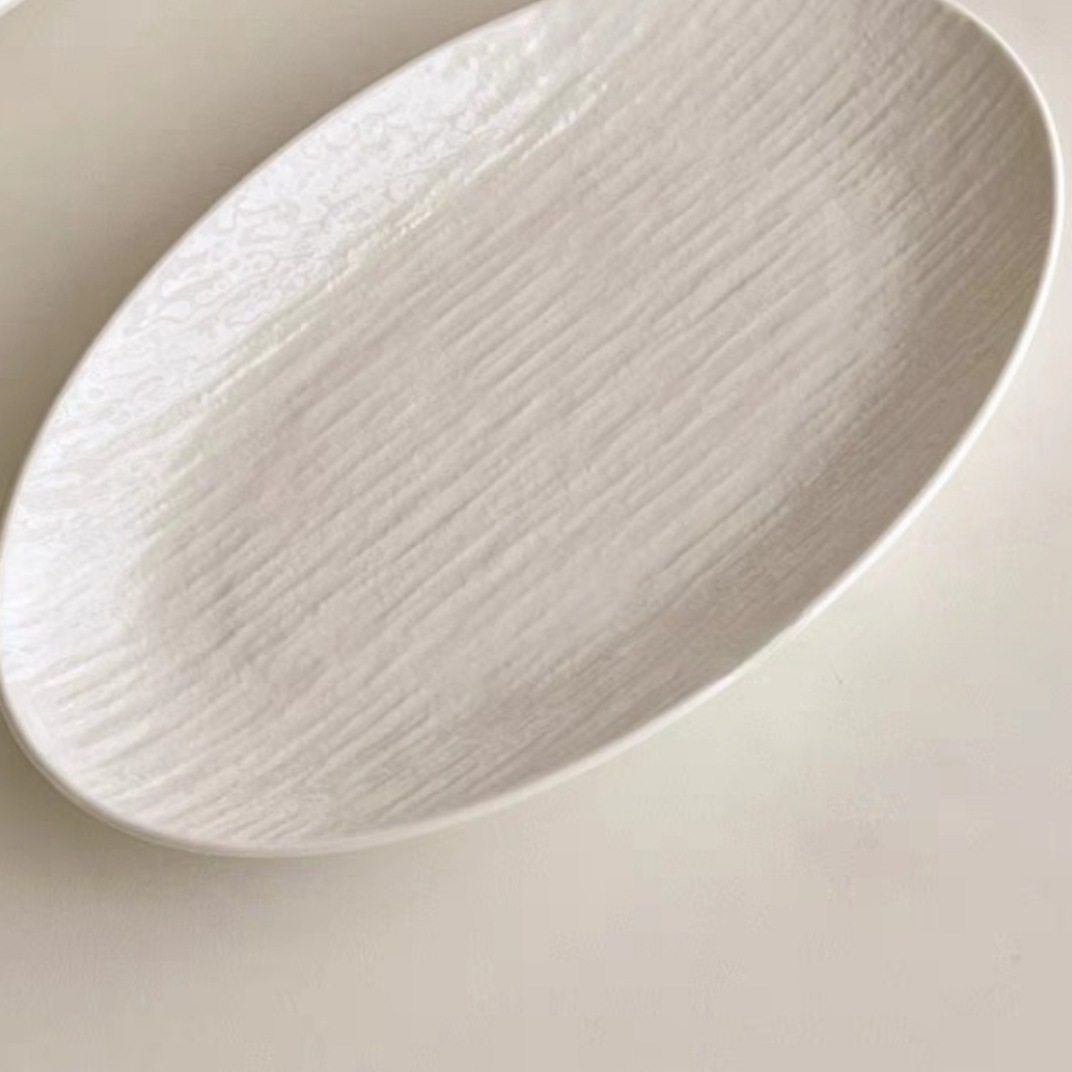 Creative Ceramic Oval Fish Plate Household Steamed Fish Plate Light Luxury Dish Plate Commercial Tableware New Style