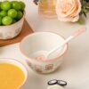 Piggy Ceramic Rice Bowl Set for Home Use, Cute Instant Noodle and Yogurt Bowl, Personal Use, Single Serving Tableware, Adorable and Fun