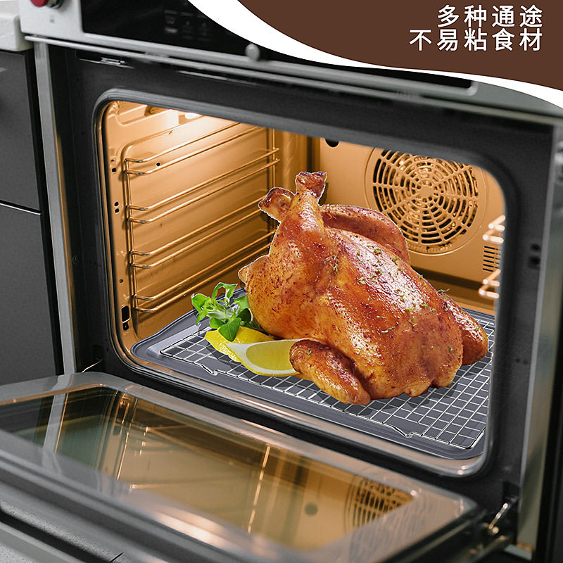 Cross-Border Spot High Temperature Resistant Non-Stick Baking Pan Oven Cake Mold Rectangular Biscuit Baking Pan Set Grilled Chicken Rack Plate