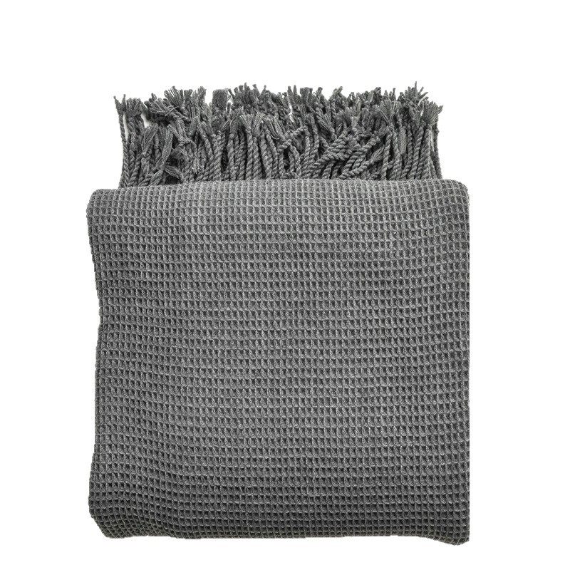 F5 Waffle Solid Color Throw Blanket Sofa Cover Blanket Bedroom Leisure Soft Furnishing Blanket Homestay Bed End Versatile Blanket