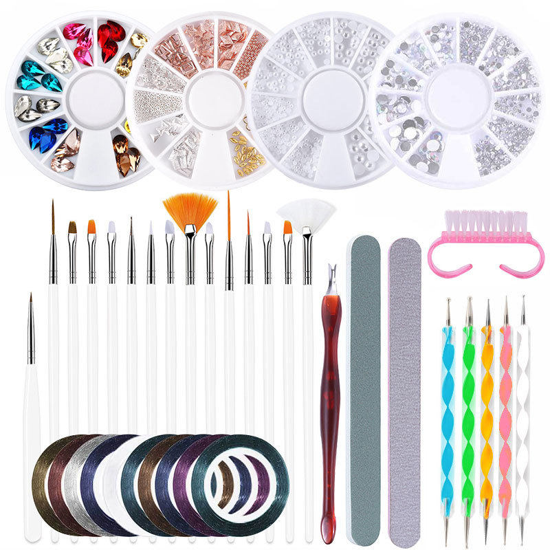 Cross-border Amazon Hot Selling Nail Art Tools suit Nail Light Grinder Nail File Color Painting Pen Nail Art suit