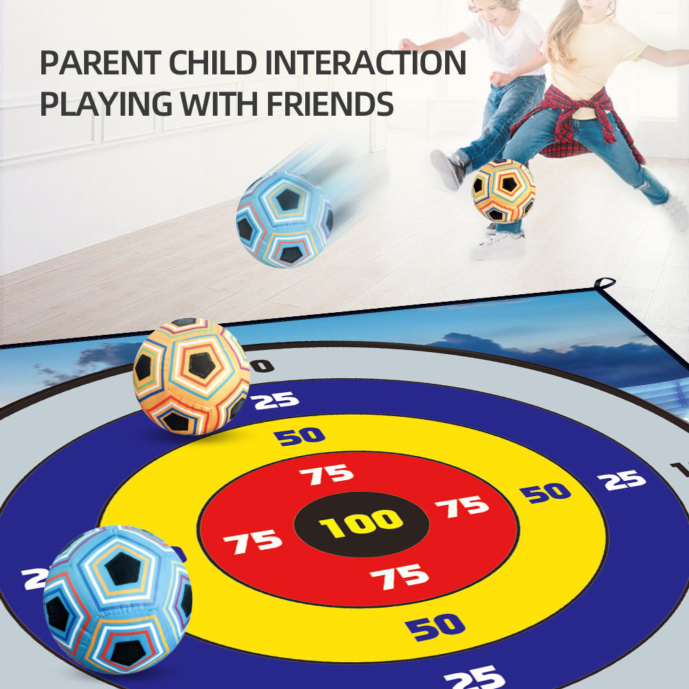 〖Border Amazon] Children's Football Indoor Backyard Throwing Target Game Mat Velcro Ball Set