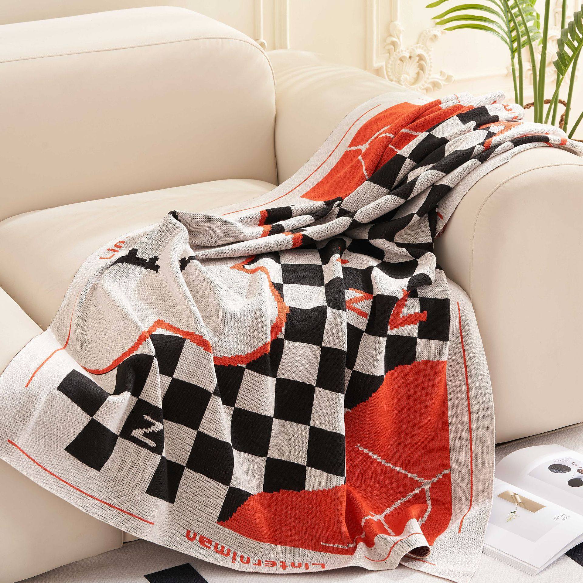 Ins Style Chessboard Simple Casual Multi-use Office Nap Blanket Casual Blanket Sofa Blanket Knitted Blanket Air-conditioning Blanket