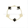 Gold black shell diamond bracelet