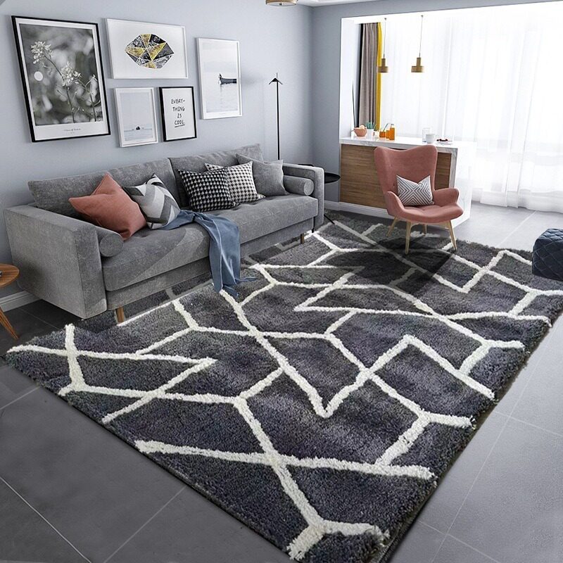 Nordic Style Carpet Living Room Modern Simple Coffee Table Carpet Moroccan Style Black and White Bedroom Bedside Carpet Bay Window Mat