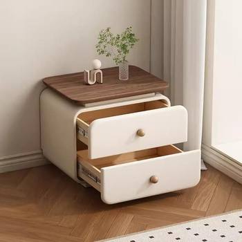 Installation-Free Cream Small Bedside Table Simple Home Modern New Bedroom Leather Storage Bedside Table
