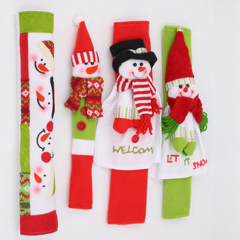 Santa Claus Snowman Deer Refrigerator Handle Cover Oven Handle Cover Microwave Oven Decorative Kitchen Appliance Dust Cover