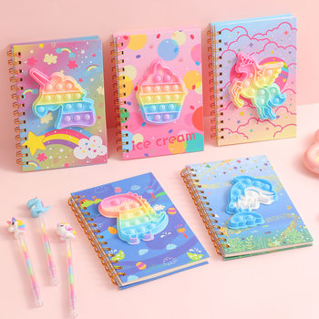 Cartoon Unicorn Hard Surface Coil Book Student Silicone Bubble Notebook Decompression Journal Book Children's Gift Book