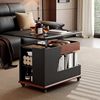 Mingzheng Furniture Factory Solid Wood Mobile Trolley Coffee Table Can Be Used in Small Apartments and Can Be Lifted and Lowered for Living Room Home Sofa Side Cabinet