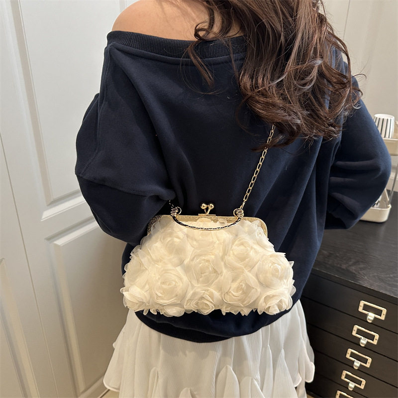 rose pearl dinner chain bag banquet handbag cheongsam evening wear versatile cross-body bag