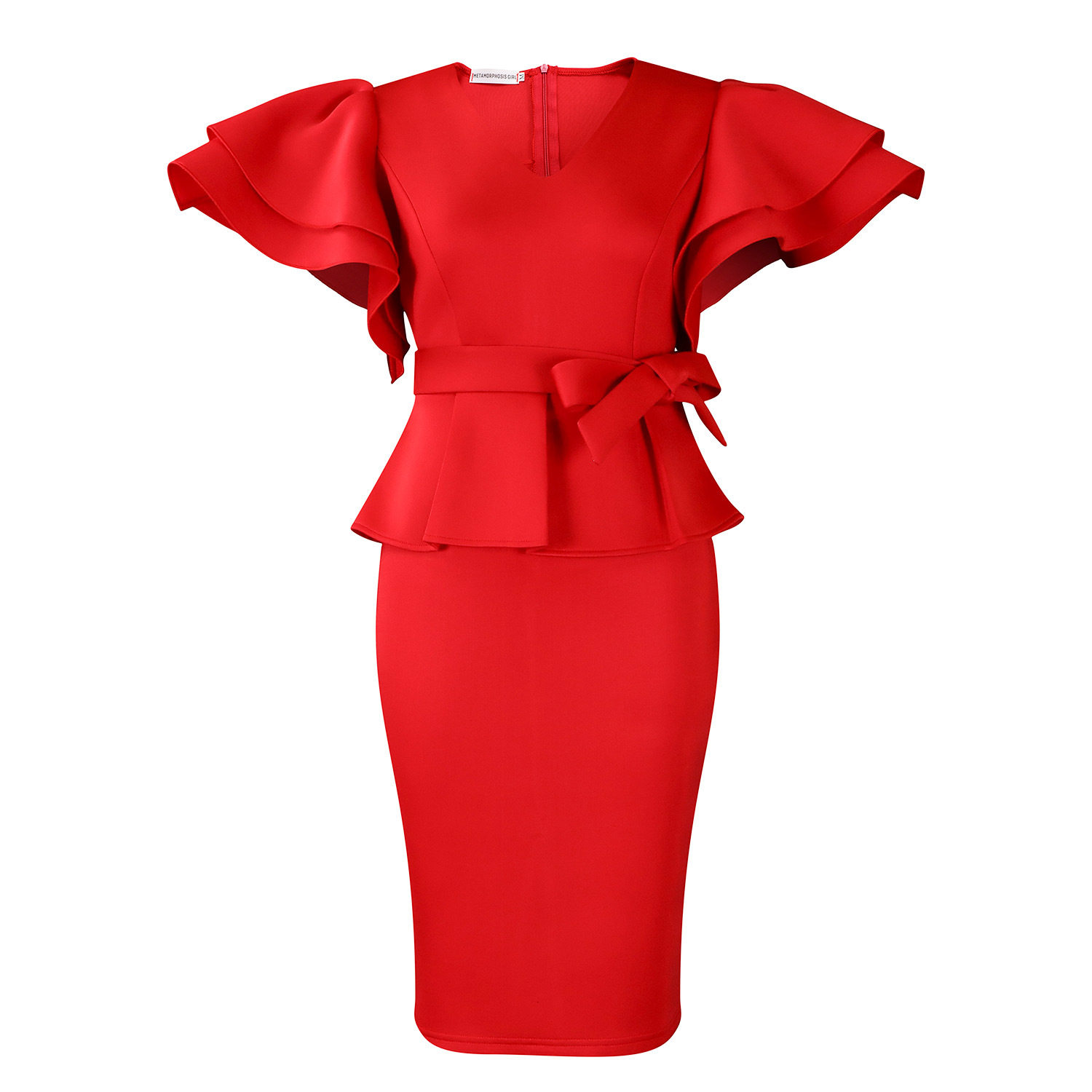 Elegant Ruffle Hem Bodycon Dress Solid Color Chic Design Perfect for Parties Wholesale Available