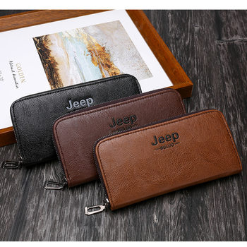 Cross-Border Jeepbuluo Long Men's Wallet with Large Capacity, Multifunctional, Simple Clutch Wallet with Anti-Theft Feature