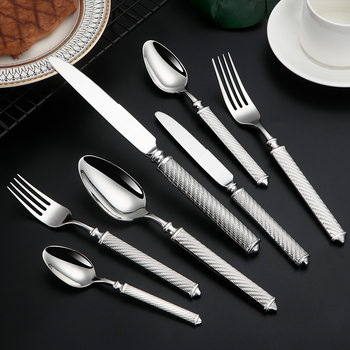 Santa Visha 304 Stainless Steel Tableware Knife and Fork Spoon suit High-end Hotel Western Tableware Steak Knife and Fork Spoon Tea Spoon