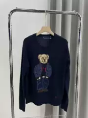 2024 Ralph Lauren R. Autumn/Winter New Heavy Cotton Cartoon Bear Crew Neck Age-Reducing Versatile Sweater Unisex