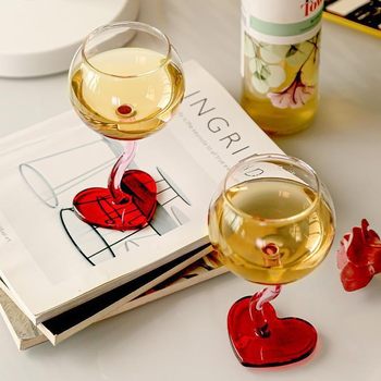 Creative Internet Celebrity High-Looking Heart White Wine Goblet Red Wine Glass Home Accessible Luxury Valentine's Day Wedding Gift