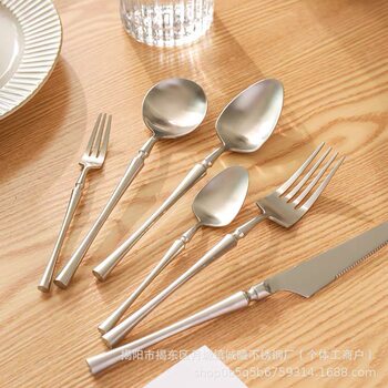 304 Stainless Steel Small Man Waist Western Tableware Matte Hotel Restaurant Household Steak Knife and Fork Spoon Dessert Fork Spoon suit