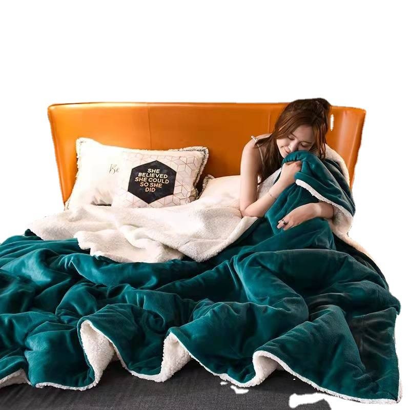 Double-layer blanket padded coral fleece winter lamb fleece blanket 5060 cross-border flannel composite blanket generation