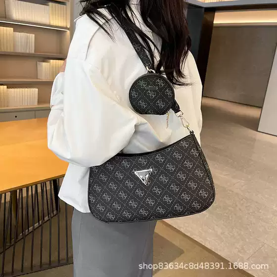 Wholesale Foreign Trade European and American Retro Gs Guess-Style Underarm Bag, New Cross-Border Printed Mother-Daughter Bag, Fashionable Shoulder Bag