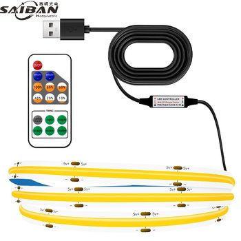 Single-Color Remote Control Cob Home Light Strip 5V Cob Light Strip Indoor Decoration 320 Lights Cob Light Strip USB Decorative Light Strip