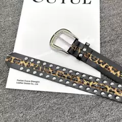 Rivet Leopard Print Belt for Women, Snake Print, Simple and Versatile Jeans, Trendyy, Fashionable and Personalized Student Decorative Belt