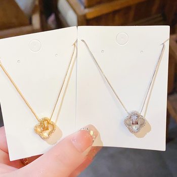 New Four-Leaf Clover Transfer Bead Necklace Niche Light Luxury Internet Celebrity Same Style Clavicle Chain Fashion High-End Versatile Choker