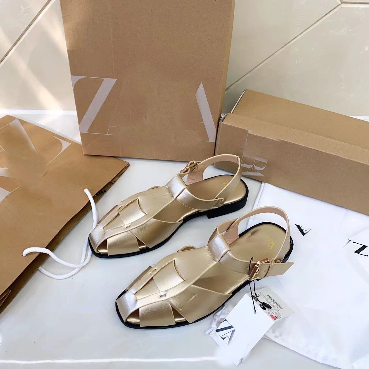 buckle women's shoes solid color simple versatile flat sandals slippers