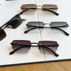 European and American Frameless Cut-edge Small Box Sunglasses Women's High-end Fashion Retro UV-proof Sunglasses Men's Trendy Cross-border