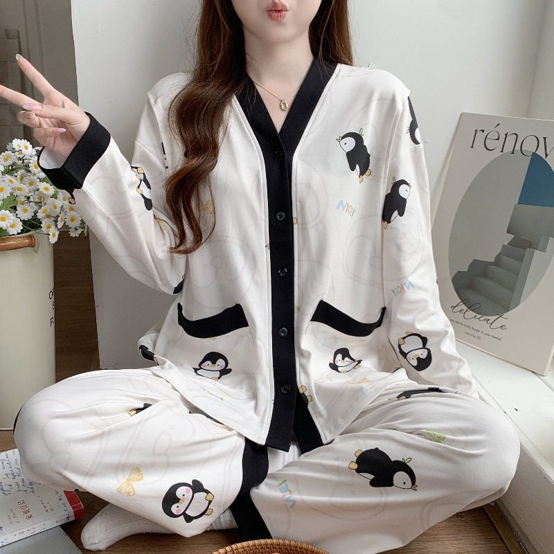 Maternity Pajamas for Spring, Autumn, and Summer, Thin Postpartum Sweat-Absorbing Maternity Sleepwear, Adjustable Nursing Loungewear