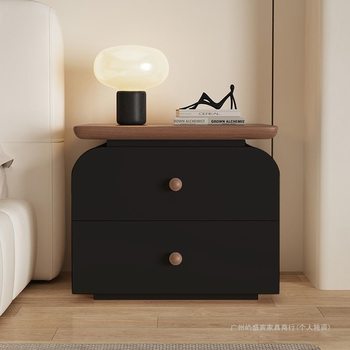 2025 New Installation-Free Medieval Cream Style Normcore Modern High-End Storage Bedroom Bedside Table