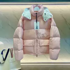 Cross-Border In-Stock Correct Version m Brand 26Ss Short Style Patent Nylon Fabric Puffer Jacket with Detachable Hood