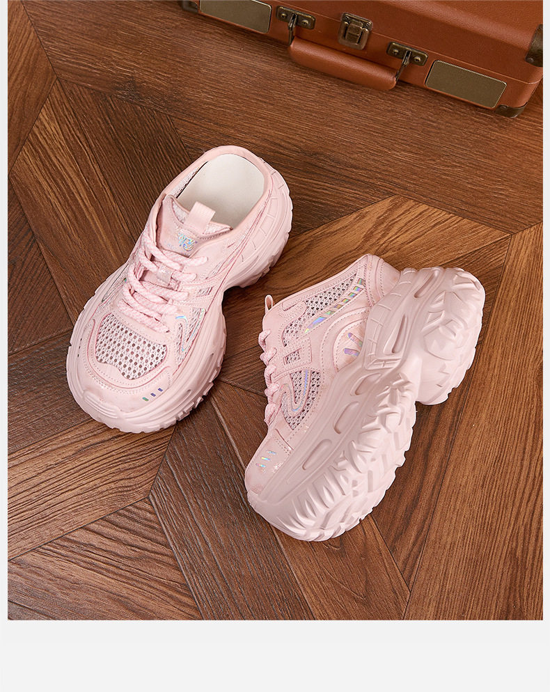 Sandal cao gót nữ hở mũi quai ngang đế dày, gót siêu cao 8 cm, phong cách trẻ trung — Trắng, Xám, Hồng chi tiết 23