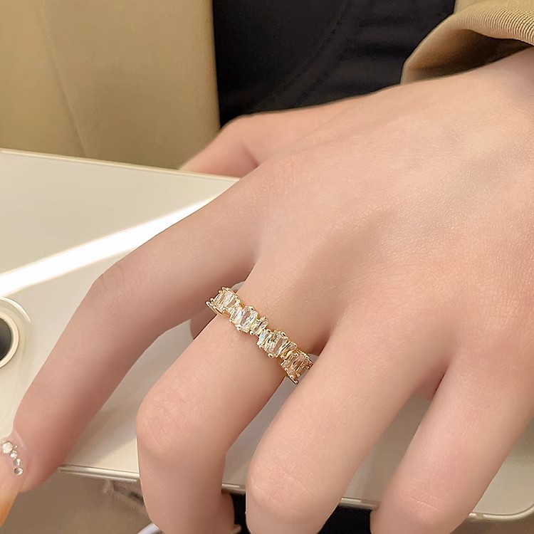 Sunrise Irregular Micro-inlaid Zircon Ring Women's Opening Adjustable Niche Advanced Sense Ring Cross-border Wholesale New