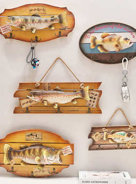 仿古做旧创意款欧式仿真鱼挂件木质工艺品墙面壁挂挂饰