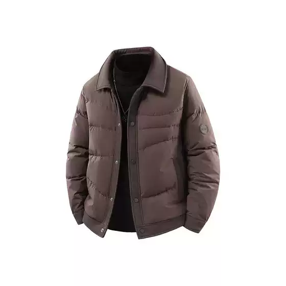 New style men's turn-down collar down jacket, fashionable trendy men's puffer jacket, 50% down thickened down coat, college style, warm