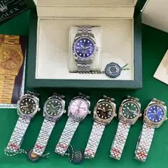 Cross-Border Best-Selling Seven-Color Date-Display Men's Quartz Watch, Stainless Steel Submariner Style, Women's Couple's Wristwatch, in Stock