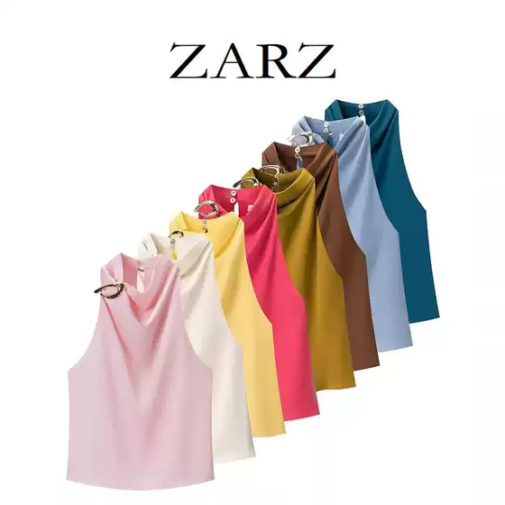 Zarz Self-Made European and American Style New Women's Fashion Stylish Halter Neck Top with Embellishments 8919 911